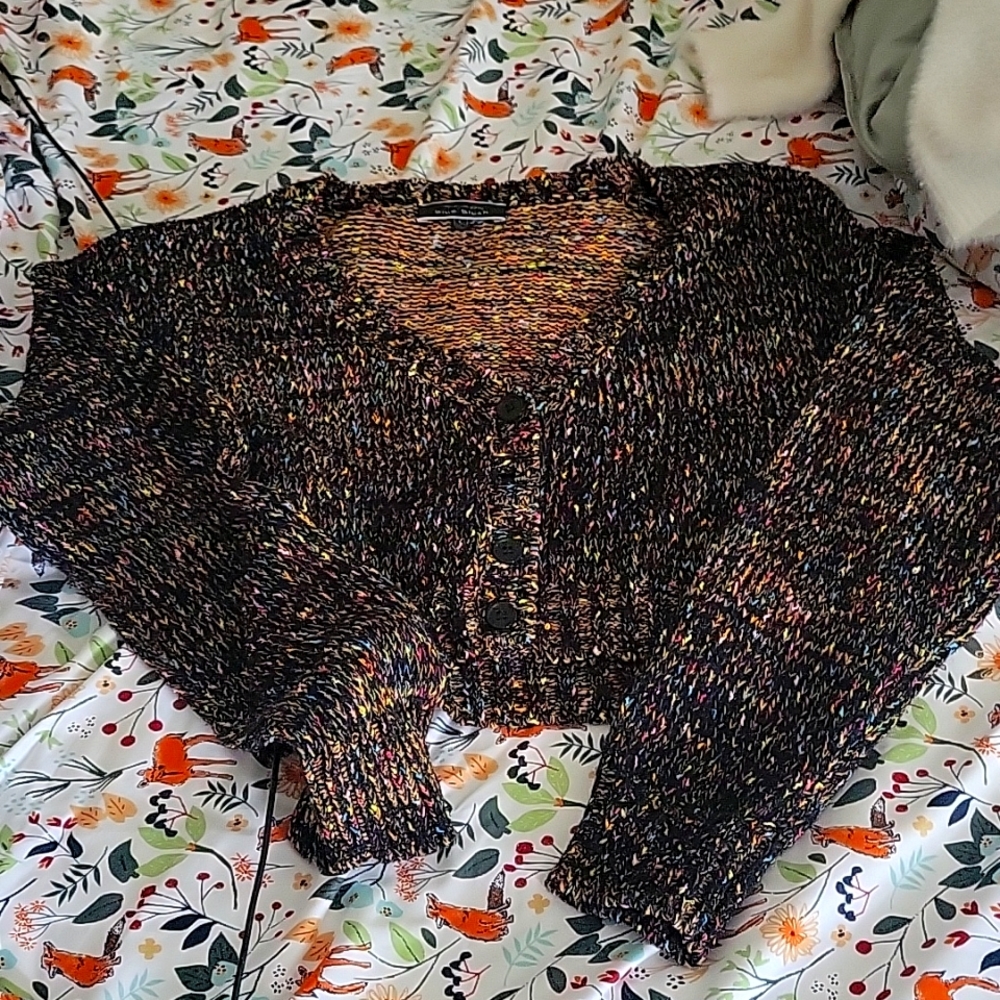 Blue Blush Multicolored Cropped Cardigan Size:Large